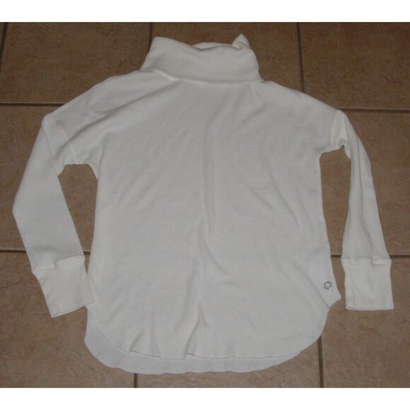 CALVIN KLEIN Ivory White Sz Large Logo Stretchy Thermal Waffle Turtleneck Shirt - Picture 1 of 3